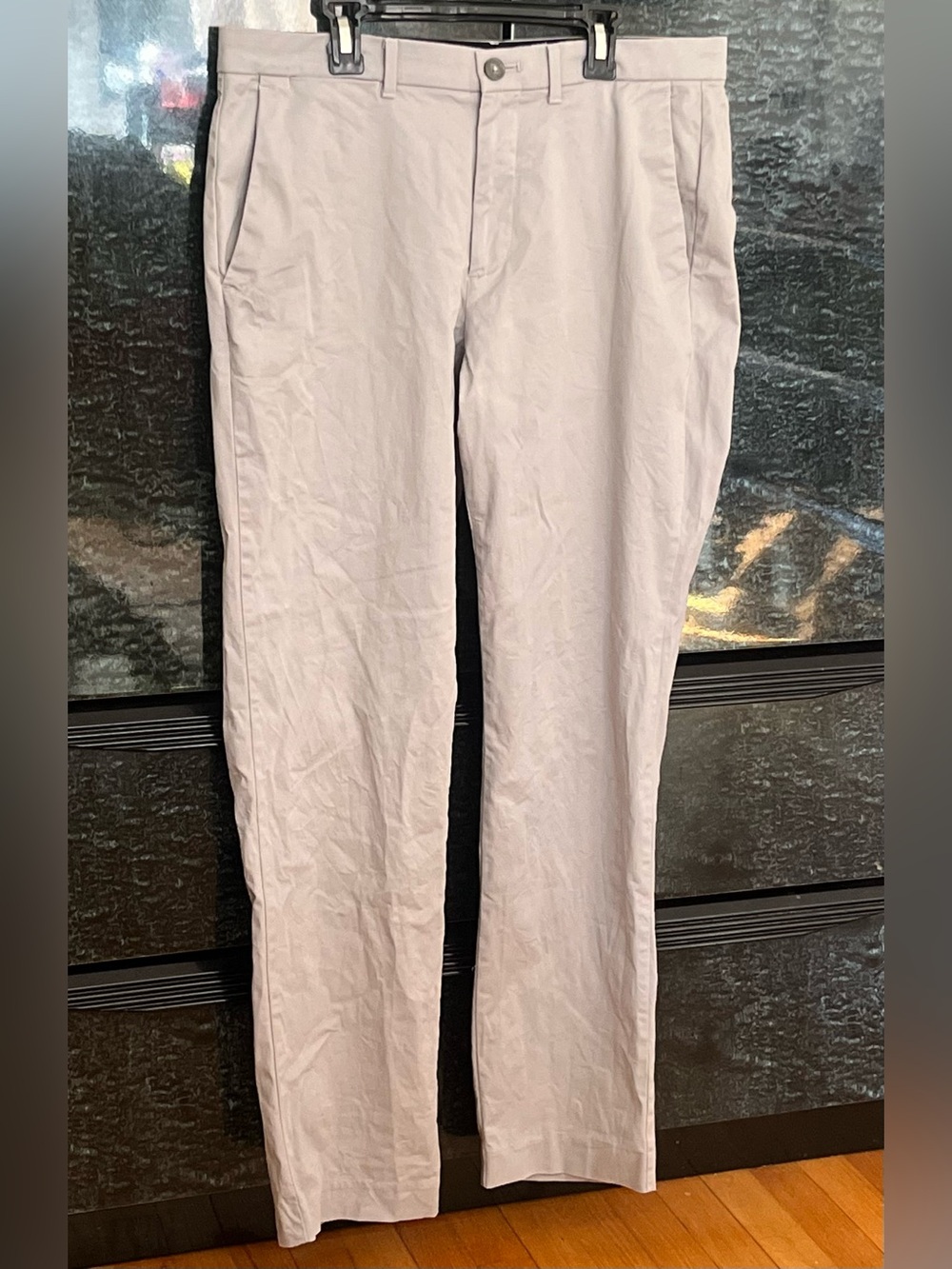 Calvin Klein Mens Slim Fit Infinite Flex Chinos in Light Gray